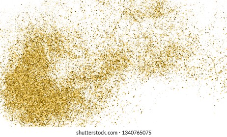 Gold Glitter Texture Isolated On White. Amber Particles Color. Celebratory Background. Golden Explosion Of Confetti. Vector Illustration, Eps 10.