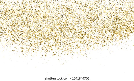 Gold Glitter Texture Isolated On White. Amber Particles Color. Celebratory Background. Golden Explosion Of Confetti. Vector Illustration, Eps 10.