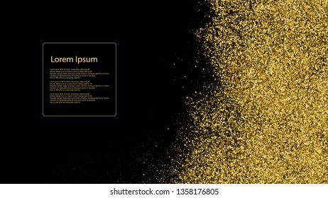 Gold Glitter Texture Isolated On Black. Amber Particles Color. Celebratory Background. Golden Explosion Of Confetti. Vector Illustration, Eps 10.