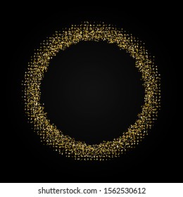 Gold glitter texture isolated on black background. Golden dots background. Vector illustration.