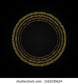Gold glitter texture isolated on black background. Golden dots background. Vector illustration.