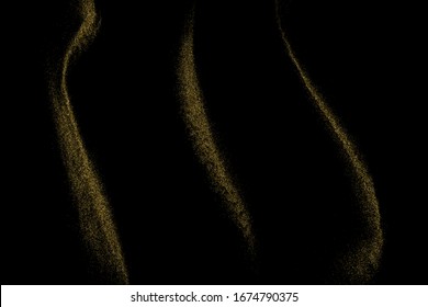 Textura con brillo de oro aislada en negro. Color de partículas ámbar. Olas abstractas. Explosión dorada de Confetti. Elemento de diseño. Imagen Generada Digitalmente. Ilustración Del Vector, Eps 10.