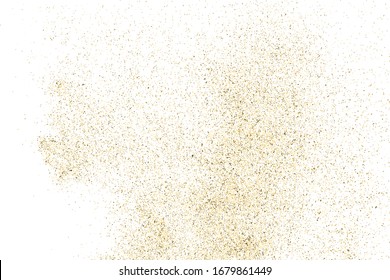 Gold glitter texture isolated on white. Amber particles color. Celebratory background. Golden explosion of confetti. Design element. Digitally generated image. Vector illustration, EPS 10.