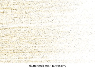 Gold glitter texture isolated on white. Amber particles color. Celebratory background. Golden explosion of confetti. Design element. Digitally generated image. Vector illustration, EPS 10.