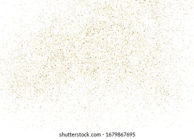 Textura de brillo dorado aislada en blanco. Color de partículas ámbar. Antecedentes de celebración. Explosión dorada de confetti. Elemento de diseño. Imagen generada digitalmente. Ilustración del vector, EPS 10.