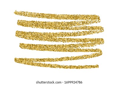 Gold glitter texture isolated on white. Promotional banner. Celebratory background. Golden explosion of confetti. Vector illustration, Eps 10.