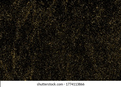 Gold glitter texture isolated on black. Amber particles color. Celebratory background. Golden explosion of confetti. Design element. Digitally generated image. Vector illustration, EPS 10.