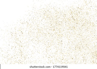Gold glitter texture isolated on white. Amber particles color. Celebratory background. Golden explosion of confetti. Design element. Digitally generated image. Vector illustration, EPS 10.