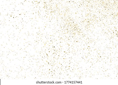 Gold glitter texture isolated on white. Amber particles color. Celebratory background. Golden explosion of confetti. Design element. Digitally generated image. Vector illustration, EPS 10.