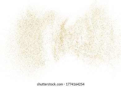 Gold Glitter Texture Isolated on White. Amber Particles Color. Celebratory Background. Golden Explosion of Confetti. Design Element. Digitally Generated Image. Vector Illustration, EPS 10.