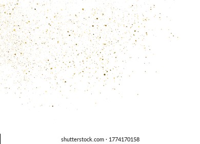 Gold Glitter Texture Isolated On White. Amber Particles Color. Celebratory Background. Golden Explosion Of Confetti. Design Element. Digitally Generated Image. Vector Illustration, Eps 10.