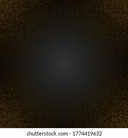 Textura de brillo dorado aislada en negro. Color de las partículas ámbar. Fondo de celebración. Explosión dorada de confeti. Ilustración vectorial, eps 10.