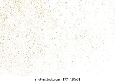 Gold glitter texture isolated on white. Amber particles color. Celebratory background. Golden explosion of confetti. Design element. Digitally generated image. Vector illustration, EPS 10.