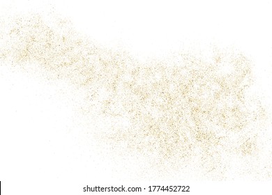 Gold Glitter Texture Isolated On White. Amber Particles Color. Celebratory Background. Golden Explosion Of Confetti. Design Element. Digitally Generated Image. Vector Illustration, Eps 10.
