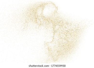 Gold Glitter Texture Isolated on White. Amber Particles Color. Celebratory Background. Golden Explosion of Confetti. Design Element. Digitally Generated Image. Vector Illustration, EPS 10.