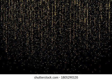 Gold glitter texture isolated on black. Amber particles color. Celebratory background. Golden explosion of confetti. Vector illustration,eps 10.