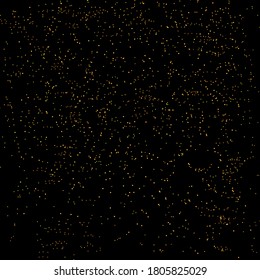 Gold glitter texture isolated on black. Amber particles color. Celebratory background. Golden explosion of confetti. Vector illustration,eps 10.
