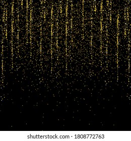 Gold glitter texture isolated on black. Amber particles color. Celebratory background. Golden explosion of confetti. Vector illustration,eps 10.