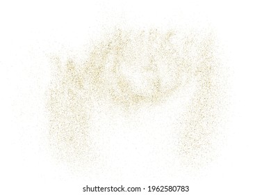 Gold Glitter Texture Isolated on White. Amber Particles Color. Celebratory Background. Golden Explosion of Confetti. Design Element. Digitally Generated Image. Vector Illustration, EPS 10.