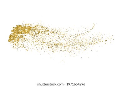 Gold Glitter Texture Isolated On White. Amber Particles Color. Celebratory Background. Golden Explosion Of Confetti. Vector Illustration, Eps 10.
