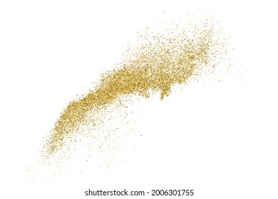 Gold Glitter Texture Isolated On White. Amber Particles Color. Celebratory Background. Golden Explosion Of Confetti. Vector Illustration, Eps 10.