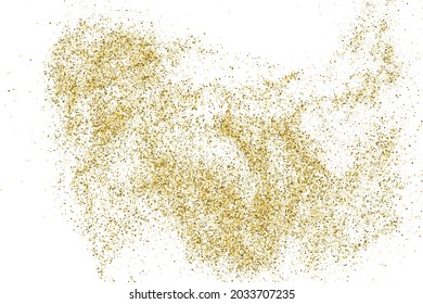 Textura Glitter De Oro Aislada En Blanco. Secuencias de colores doradas. Fondo Celebratorio. Explosión Dorada De Confetti. Ilustración De Vectores, Eps 10.