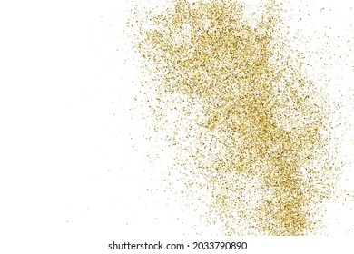 Gold Glitter Texture Isolated On White. Goldish Color Sequins. Celebratory Background. Golden Explosion Of Confetti. Vector Illustration, Eps 10.