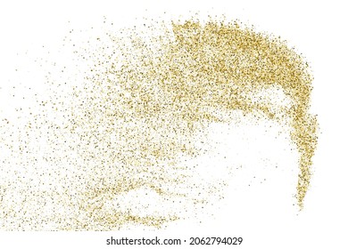 Gold Glitter Texture Isolated On White. Goldish Color Sequins. Celebratory Background. Golden Explosion Of Confetti. Vector Illustration, Eps 10.