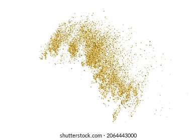 Gold Glitter Texture Isolated On White. Amber Particles Color. Celebratory Background. Golden Explosion Of Confetti. Vector Illustration, Eps 10.