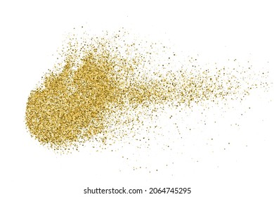 Gold Glitter Texture Isolated On White. Amber Particles Color. Celebratory Background. Golden Explosion Of Confetti. Vector Illustration, Eps 10.