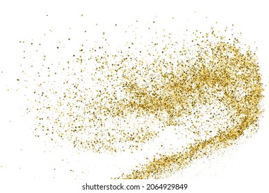 Textura Glitter De Oro Aislada En Blanco. Color de las partículas ámbar. Fondo Celebratorio. Explosión Dorada De Confetti. Ilustración De Vectores, Eps 10.