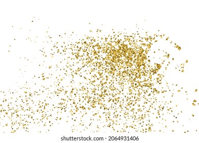 Textura Glitter De Oro Aislada En Blanco. Color de las partículas ámbar. Fondo Celebratorio. Explosión Dorada De Confetti. Ilustración De Vectores, Eps 10.