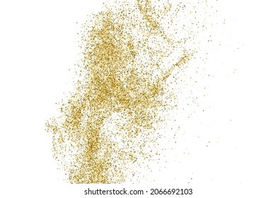 Textura Glitter De Oro Aislada En Blanco. Secuencias de colores doradas. Fondo Celebratorio. Explosión Dorada De Confetti. Ilustración De Vectores, Eps 10.