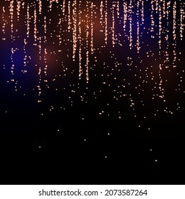 Gold glitter texture isolated on black. Amber particles color. Celebratory background. Golden explosion of confetti. Vector illustration,eps 10.