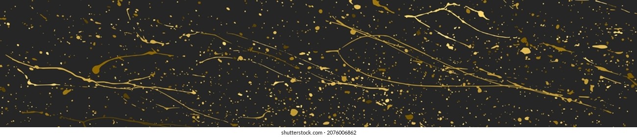 Textura Glitter De Oro Aislada En Negro. Resumen de las salpicaduras doradas. Pancarta ancha horizontal larga. Fondo Panorámico De Celebración. Imagen Generada Digitalmente. Ilustración vectorial, EPS 10.