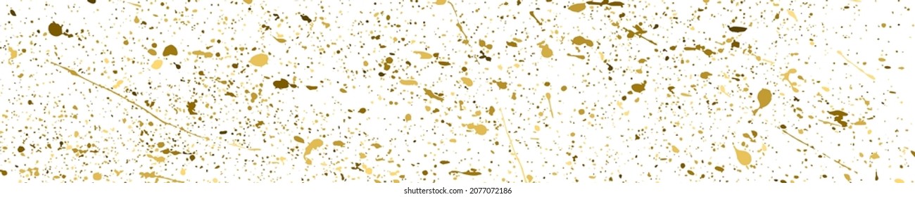Textura Glitter De Oro Aislada En Blanco. Resumen de las salpicaduras doradas. Pancarta ancha horizontal larga. Fondo Panorámico De Celebración. Imagen Generada Digitalmente. Ilustración vectorial, EPS 10.