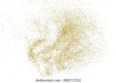 Gold Glitter Texture Isolated On White. Goldish Color Sequins. Celebratory Background. Golden Explosion Of Confetti. Vector Illustration, Eps 10.