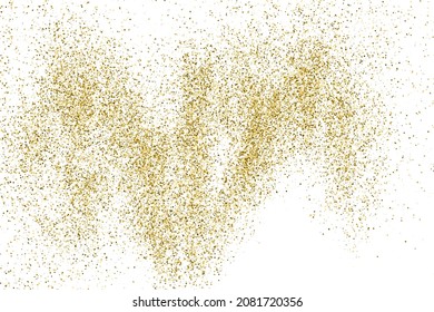Gold Glitter Textur einzeln auf Weiß. Goldische Farbreihen. Feierlicher Hintergrund. Goldene Explosion von Confetti. Vektorgrafik, EPS10.