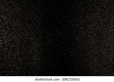 Gold Glitter Texture Isolated on Black Background. Golden stardust. Amber Particles Color. Sparkles Rain. Vector Illustration, Eps 10.