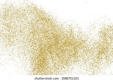 Gold Glitter Texture Isolated On White. Goldish Color Sequins. Celebratory Background. Golden Explosion Of Confetti. Vector Illustration, Eps 10.
