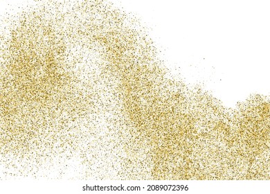 Gold Glitter Texture Isolated On White. Goldish Color Sequins. Celebratory Background. Golden Explosion Of Confetti. Vector Illustration, Eps 10.