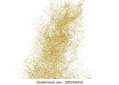 Gold Glitter Texture Isolated On White. Goldish Color Sequins. Celebratory Background. Golden Explosion Of Confetti. Vector Illustration, Eps 10.
