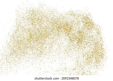 Gold Glitter Texture Isolated On White. Goldish Color Sequins. Celebratory Background. Golden Explosion Of Confetti. Vector Illustration, Eps 10.