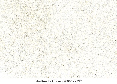 Gold Glitter Textur einzeln auf Weiß. Farbe der gelben Partikel. Feierlicher Hintergrund. Goldene Explosion von Confetti. Design-Element. Digitales Bild. Vektorgrafik, EPS10.