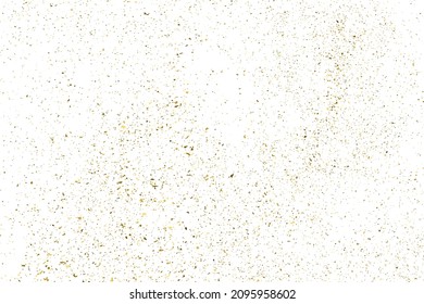 Textura con brillo de oro aislada en blanco. Color de las partículas ámbar. Fondo Celebratorio. Explosión dorada de Confetti. Elemento de diseño. Imagen Generada Digitalmente. Ilustración vectorial, EPS 10.