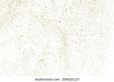 Textura con brillo de oro aislada en blanco. Color de las partículas ámbar. Fondo Celebratorio. Explosión dorada de Confetti. Elemento de diseño. Imagen Generada Digitalmente. Ilustración vectorial, EPS 10.