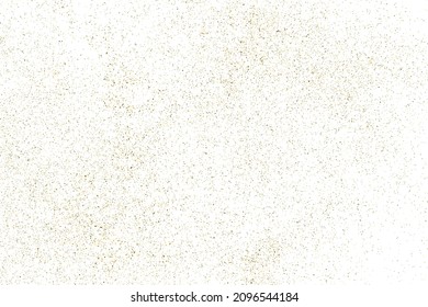 Gold Glitter Textur einzeln auf Weiß. Farbe der gelben Partikel. Feierlicher Hintergrund. Goldene Explosion von Confetti. Design-Element. Digitales Bild. Vektorgrafik, EPS10.