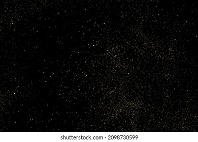 Textura de brillo dorado aislada en fondo negro. Grano de oro. Color de las partículas ámbar. Lluvia de espárragos. Ilustración De Vectores, Eps 10.