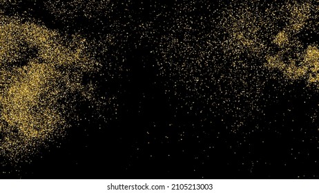 Textura Glitter De Oro Aislada En Negro. Secuencias de colores doradas. Fondo Celebratorio. Explosión Dorada De Confetti. Ilustración De Vectores, Eps 10.