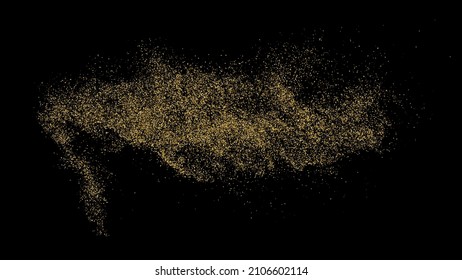 Textura Glitter De Oro Aislada En Negro. Secuencias de colores doradas. Fondo Celebratorio. Explosión Dorada De Confetti. Ilustración De Vectores, Eps 10.